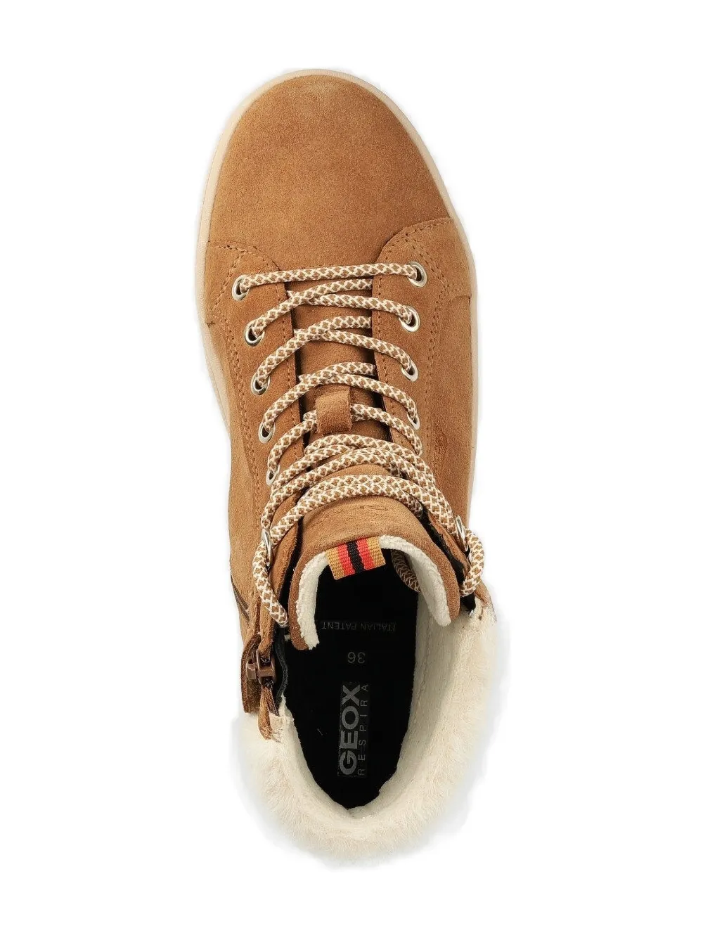 Geox Faux-fur Lace-up Ankle Boots In Brown