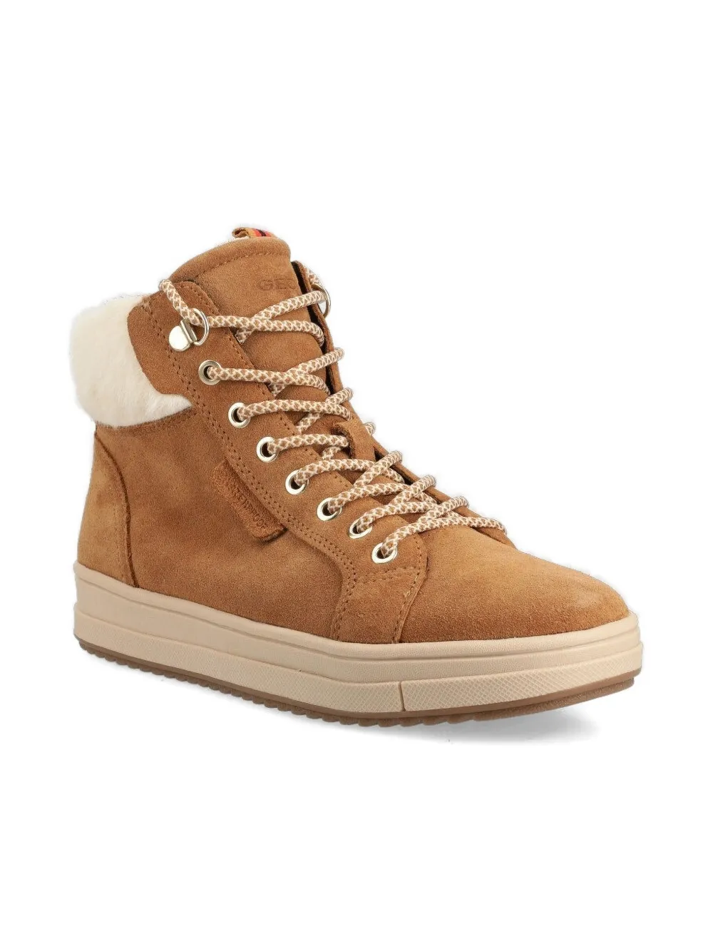 Geox faux-fur lace-up ankle boots Brown