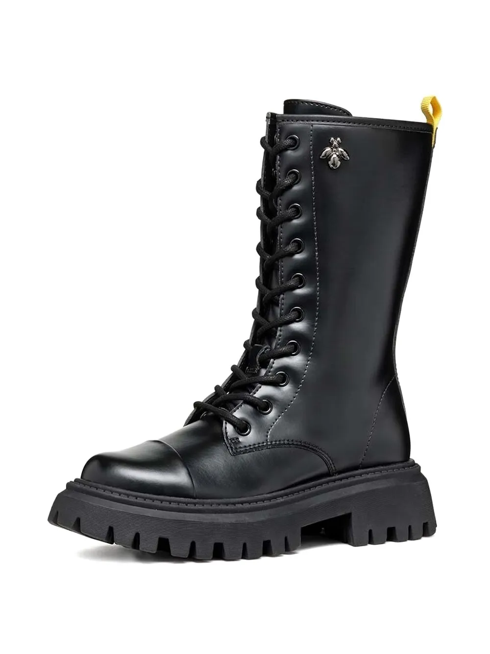 Geox Kids Maquinnens veterlaarzen met plateauzool Zwart