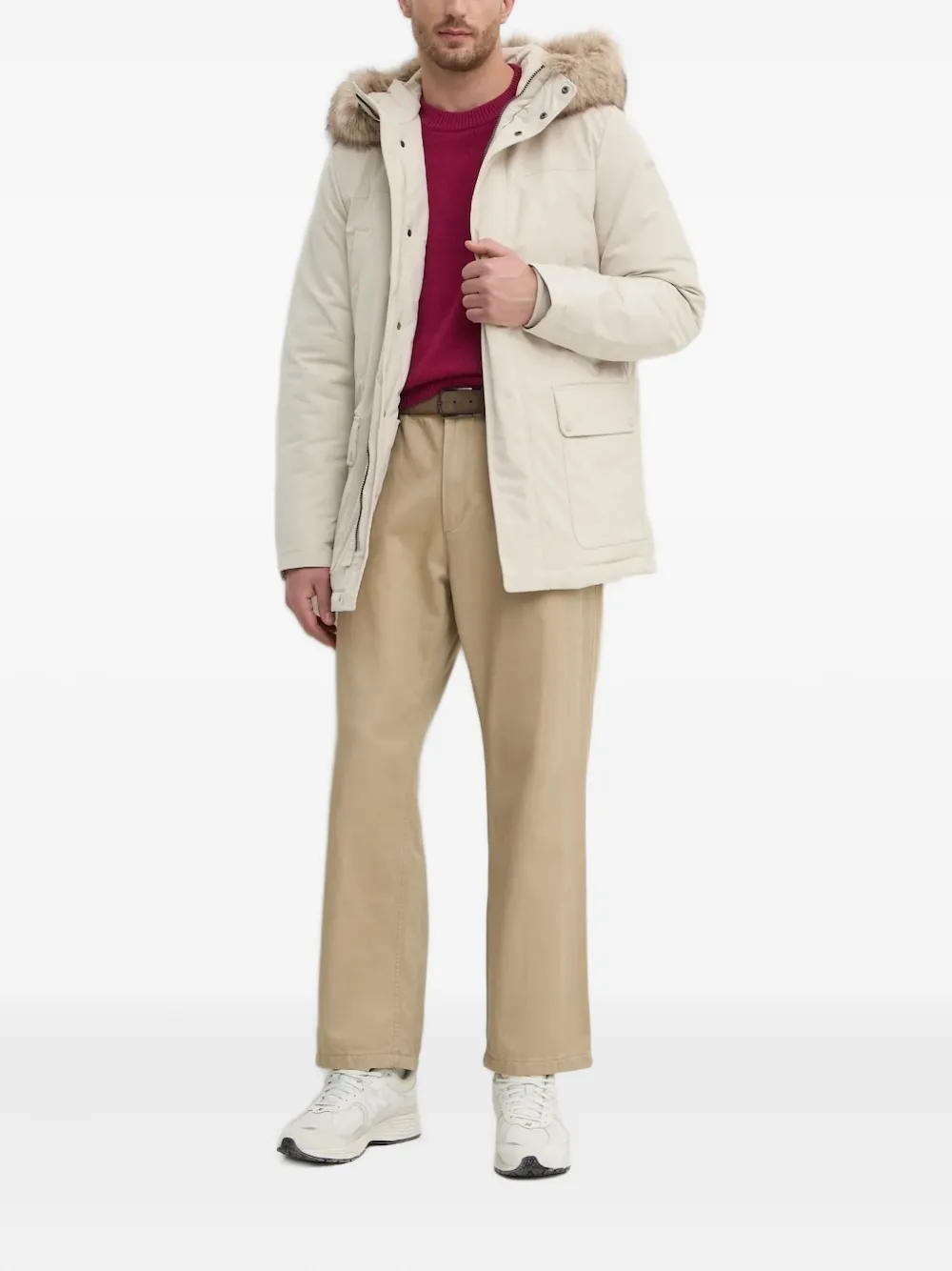 Geox faux-fur hooded jacket - Wit