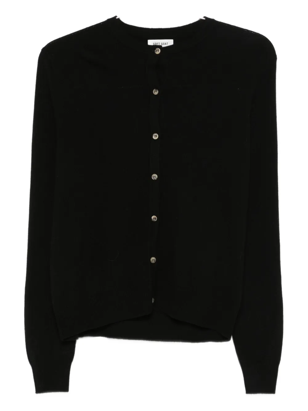Soft Goat crew-neck fine-knit cardigan - ブラック Soft Goat crew-neck fine-knit cardigan - ブラック