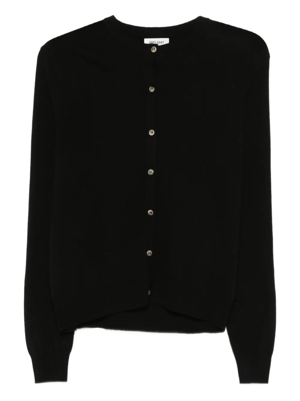 Soft Goat Cardigan crew neck relazed fit | Black | Image 1