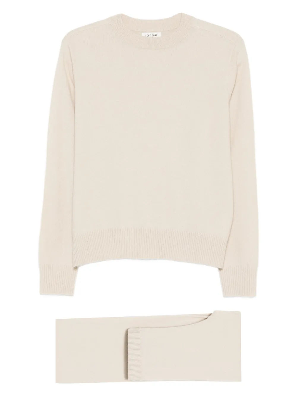 Soft Goat Cashmere set crew neck wide leg | Neutrals | Image 1