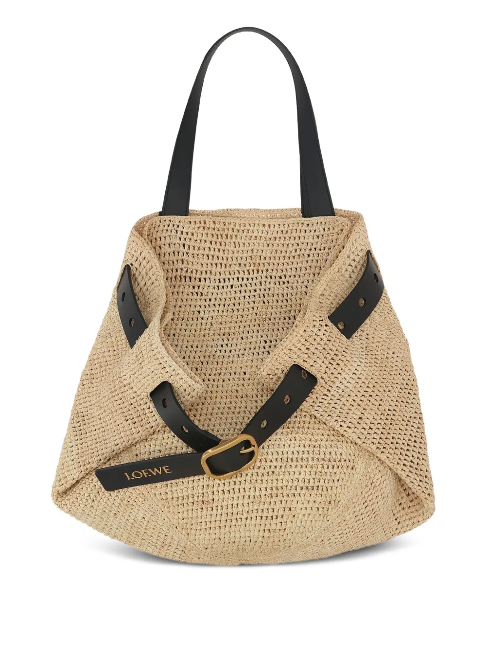 LOEWE medium Punch Hole raffia shoulder bag Beige