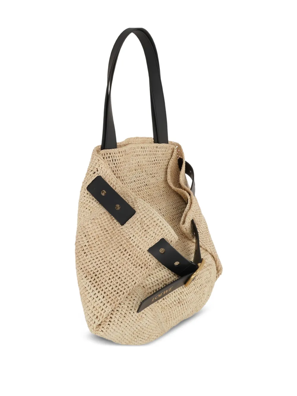 LOEWE medium Punch Hole raffia shoulder bag Beige