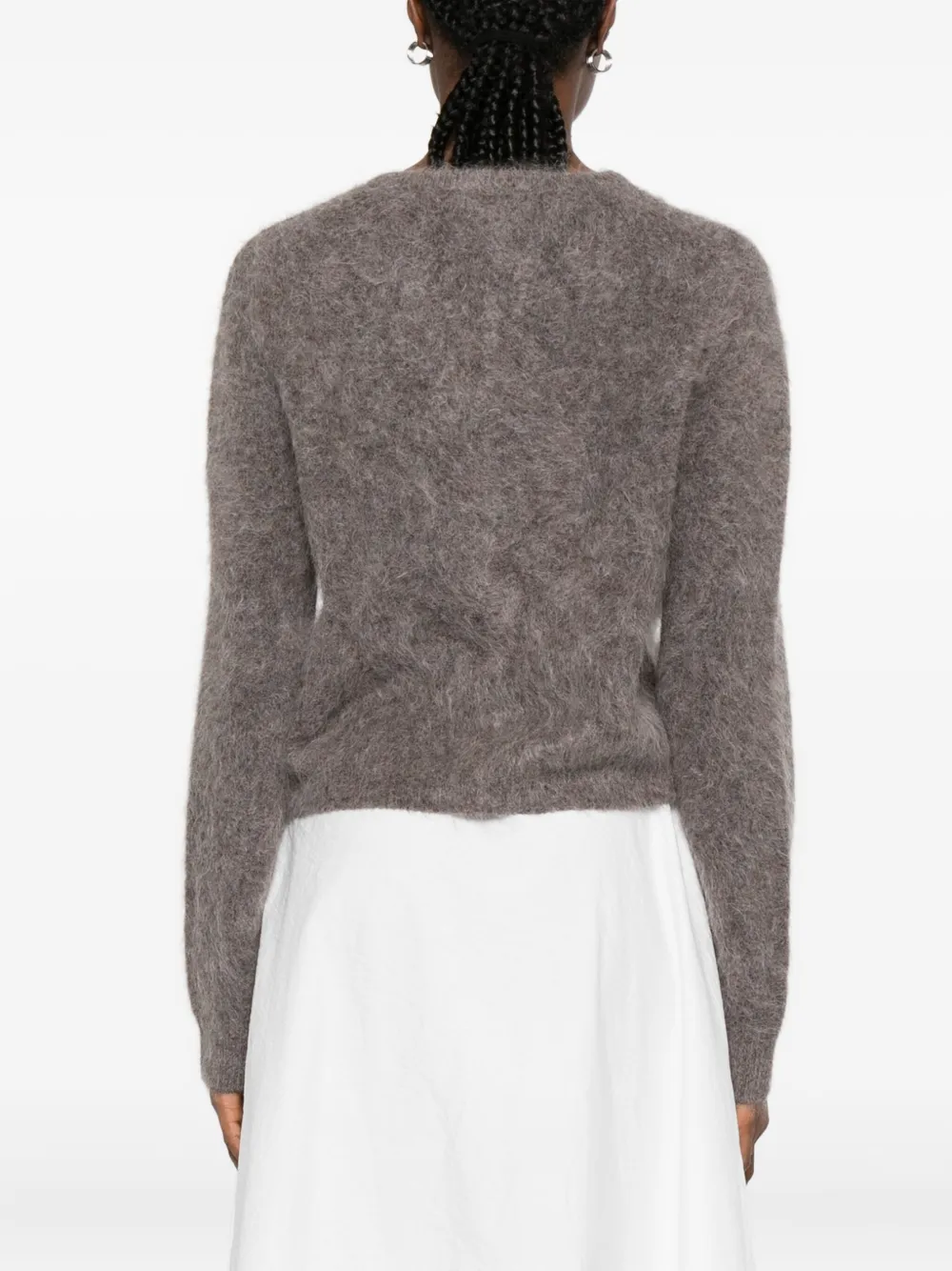 Soft Goat Alpaca Wool-blend Buttoned Cardigan In Gray