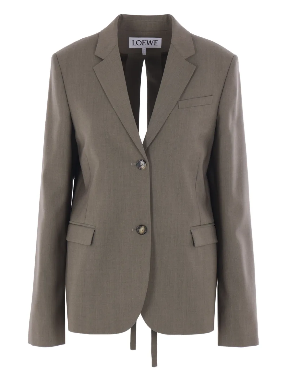LOEWE Wollen blazer met gestrikte rug Groen