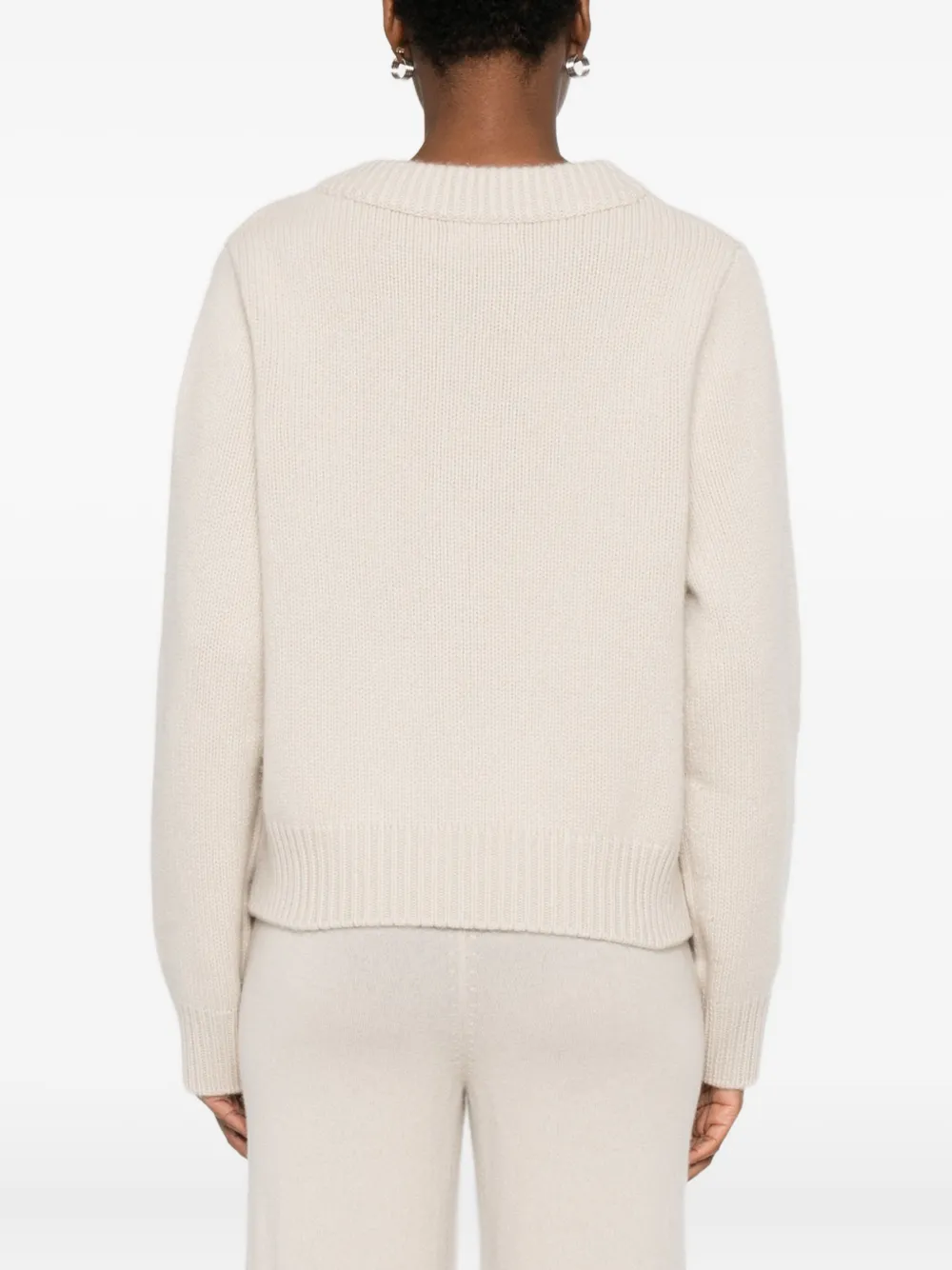 Soft Goat Chunky-knit V-neck Jumper In Neutral