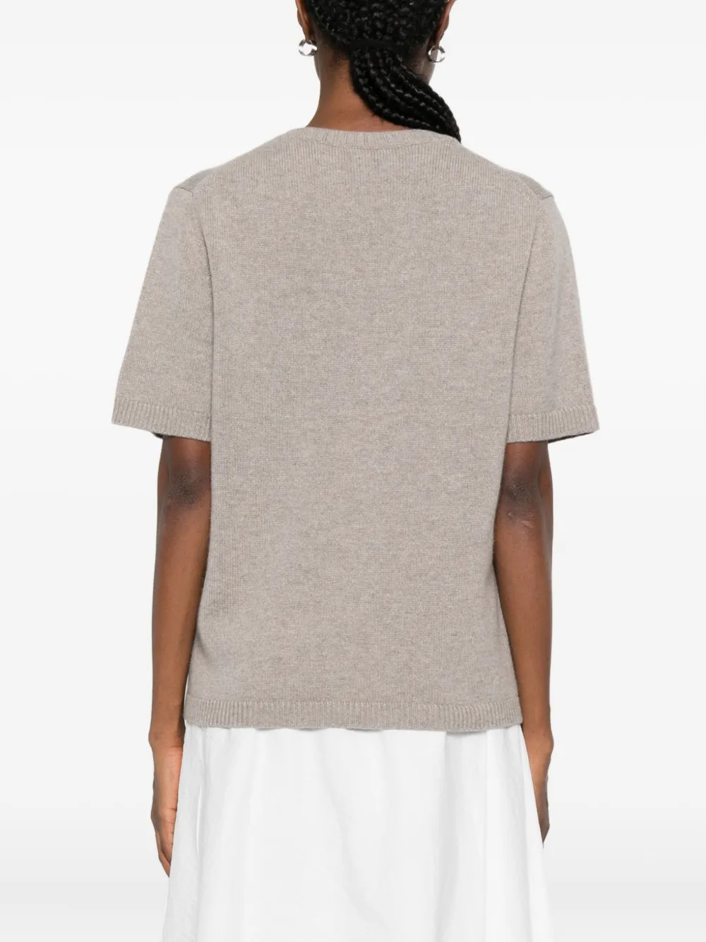 Soft Goat Cashmere Short Sleeve Sweater In Nude