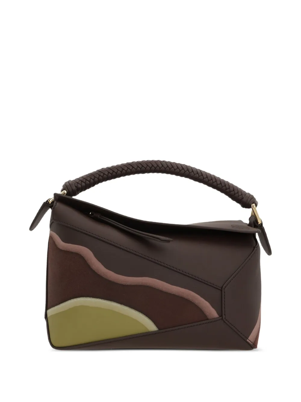 LOEWE Puzzle shopper met gevlochten handgreep en vlakken Bruin
