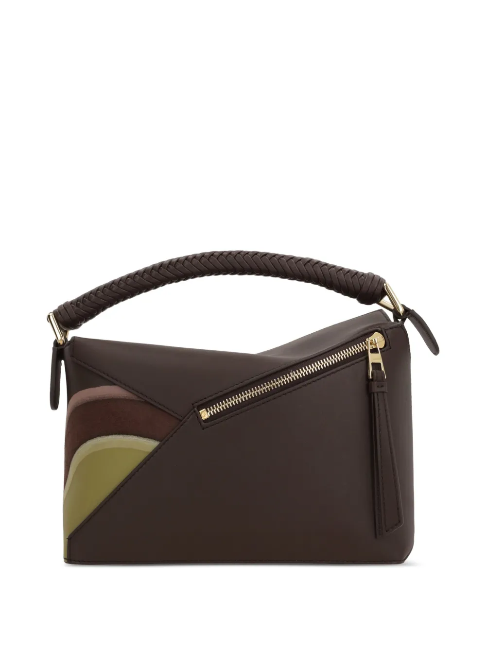 LOEWE Puzzle shopper met gevlochten handgreep en vlakken Bruin