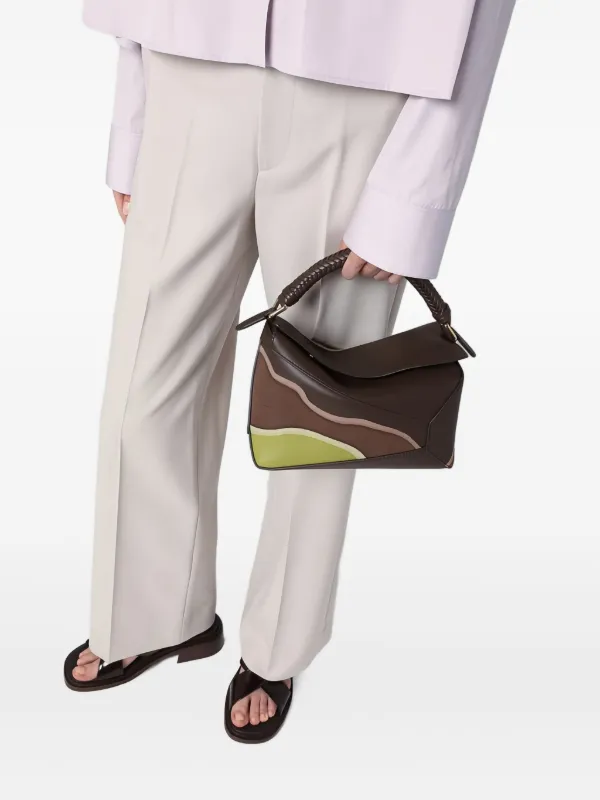 LOEWE Puzzle braided-handle Panelled Tote Bag | Brown | FARFETCH