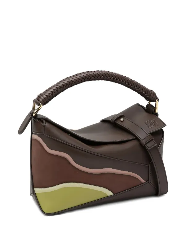 LOEWE Puzzle braided-handle Panelled Tote Bag | Brown | FARFETCH