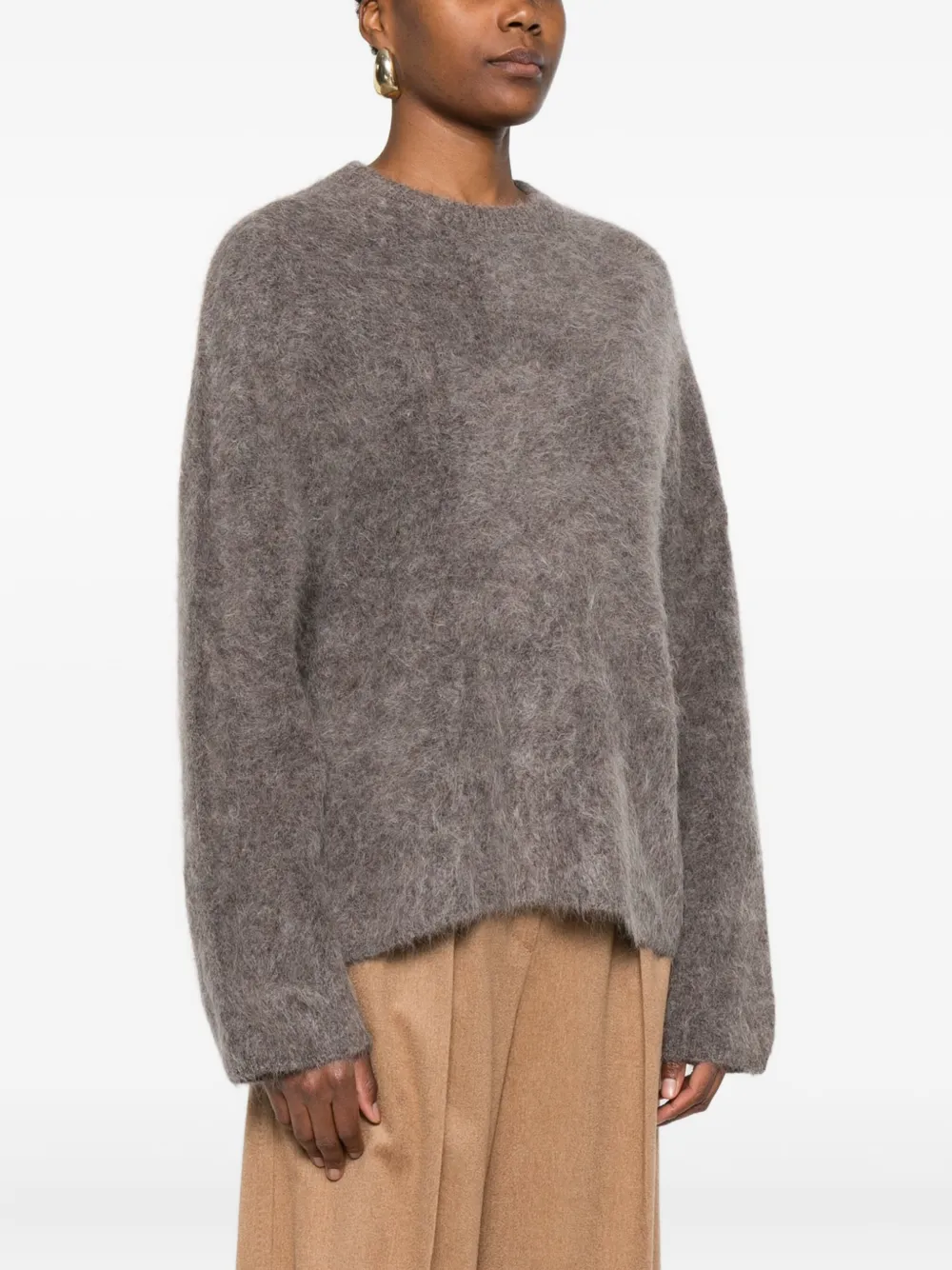 Soft Goat Crew-neck Jumper In Brown