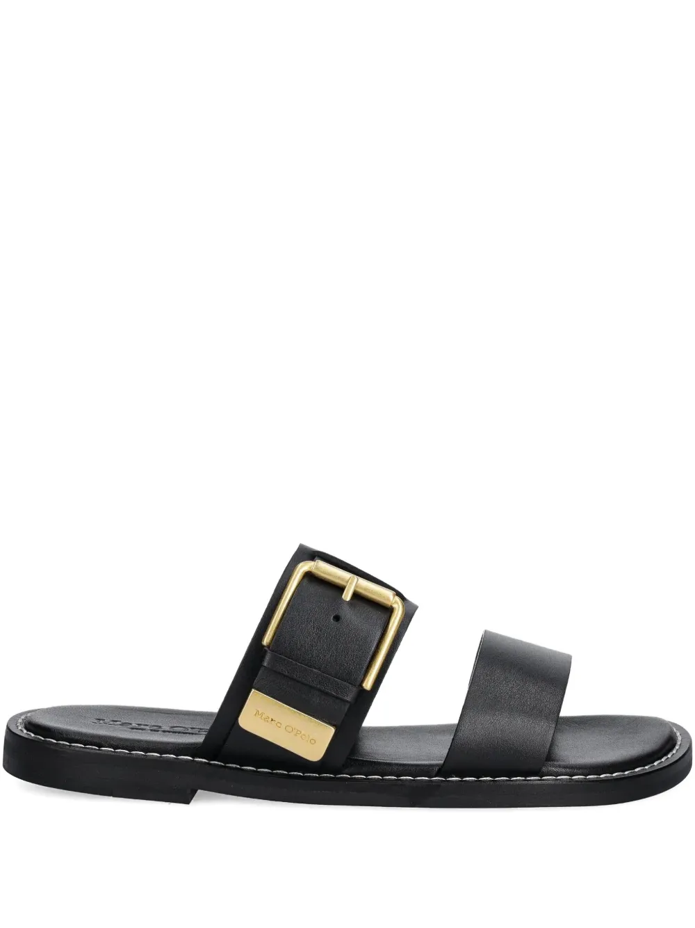 Marc O'Polo buckled leather slides | Black | Image 1
