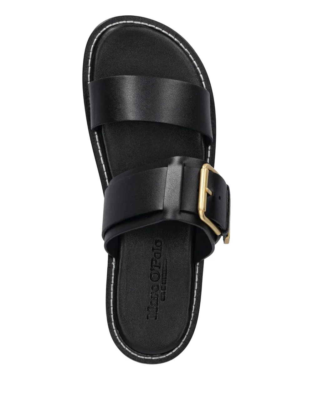 Marc O'Polo buckled leather slides Black