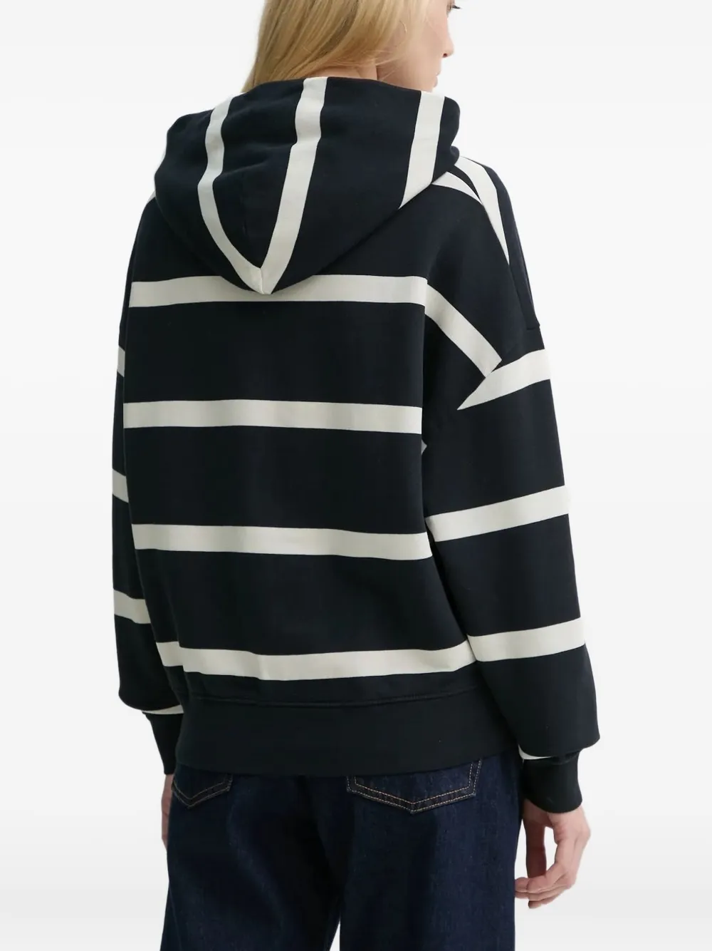 Marc O'Polo Gestreepte hoodie - Zwart