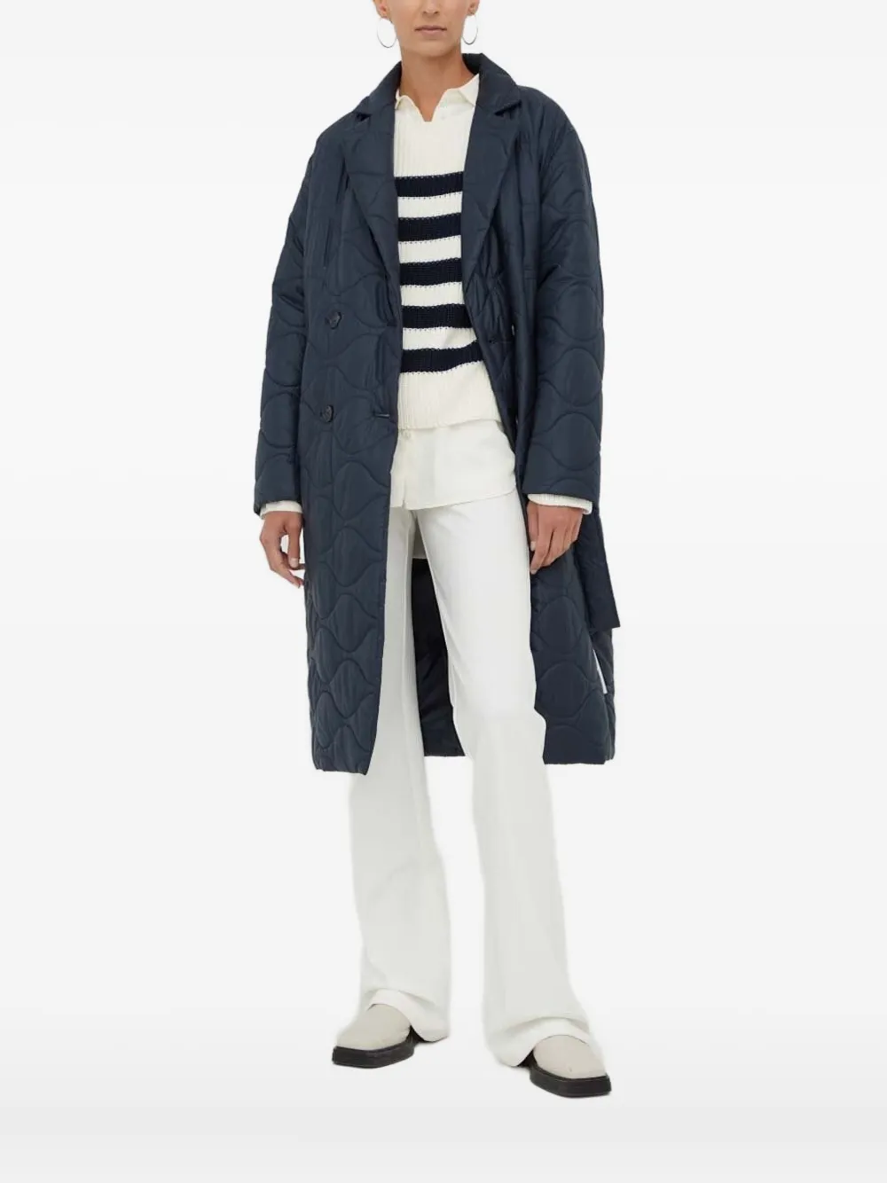 Marc O'polo Striped Rib-knit Sweater In White