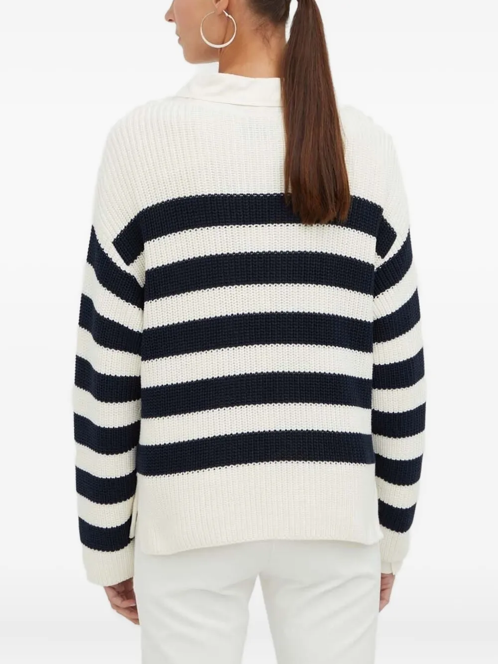 Marc O'polo Striped Rib-knit Sweater In White