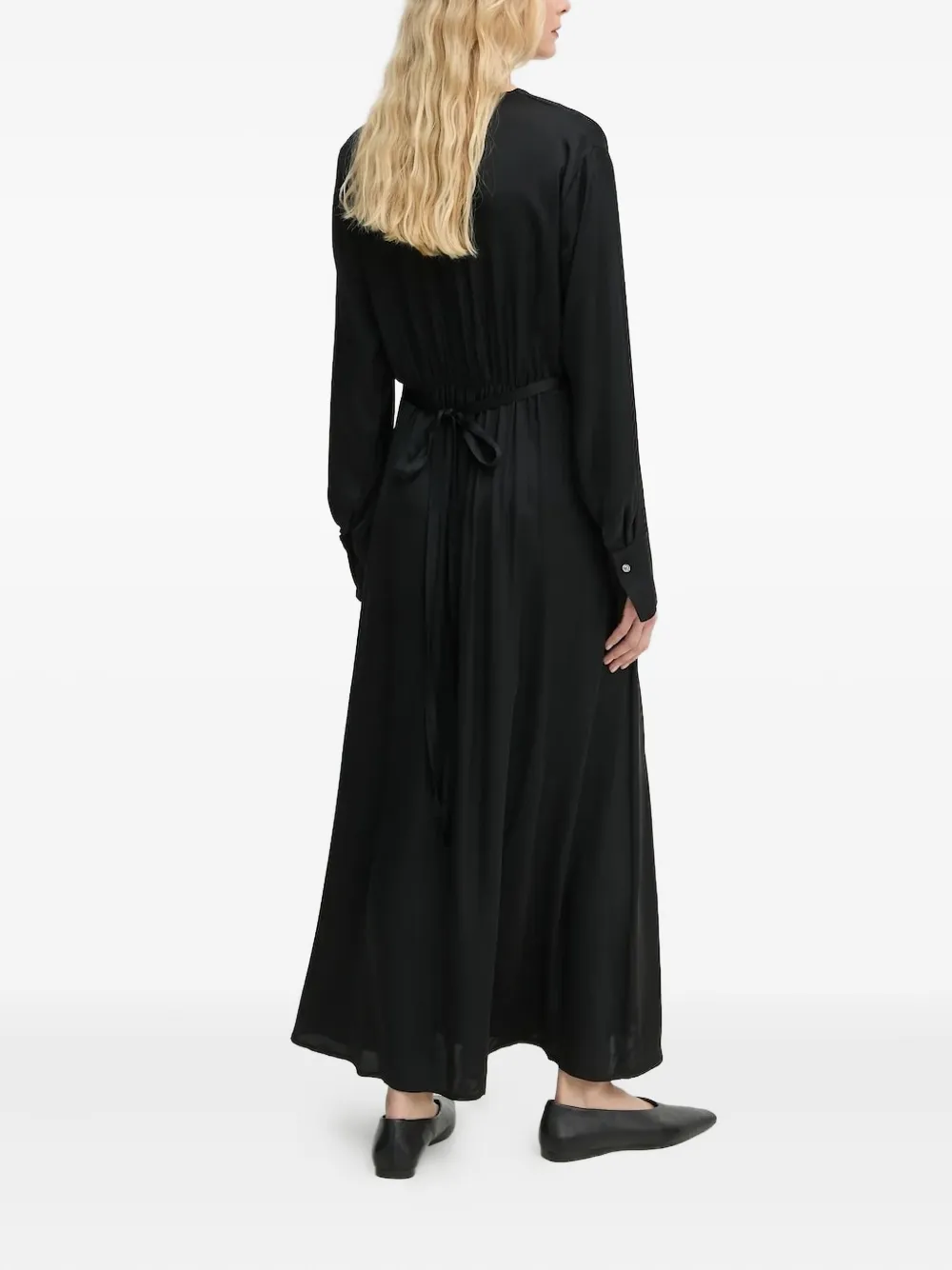 Marc O'Polo wrap-front side-split midi dress - Zwart