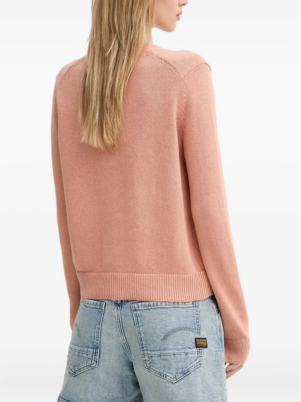 Marc O'Polo Vest met V-hals en knopen Roze