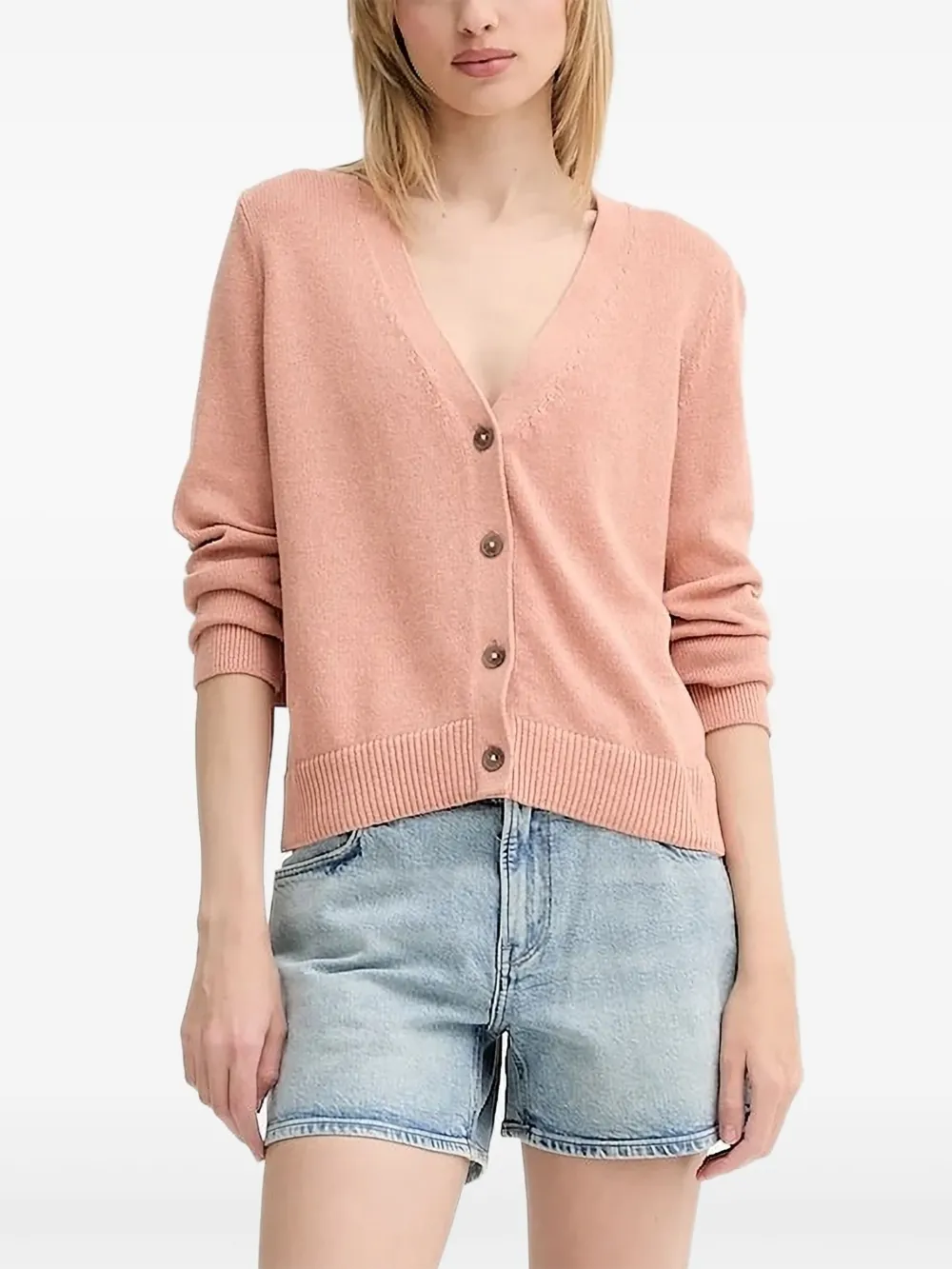 Marc O'Polo v-neck button cardigan Roze