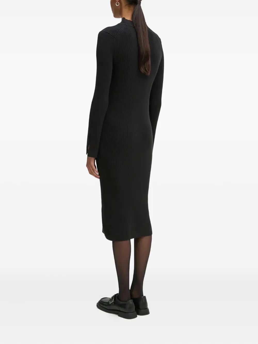 Marc O'polo Ribbed-knit Midi Dress In Black