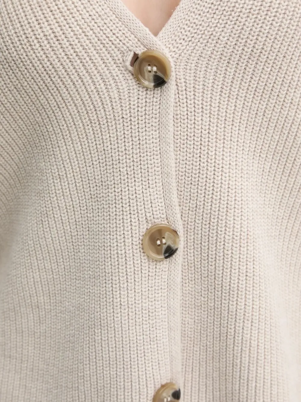 Marc O'Polo Geribbeld vest met V-hals Beige