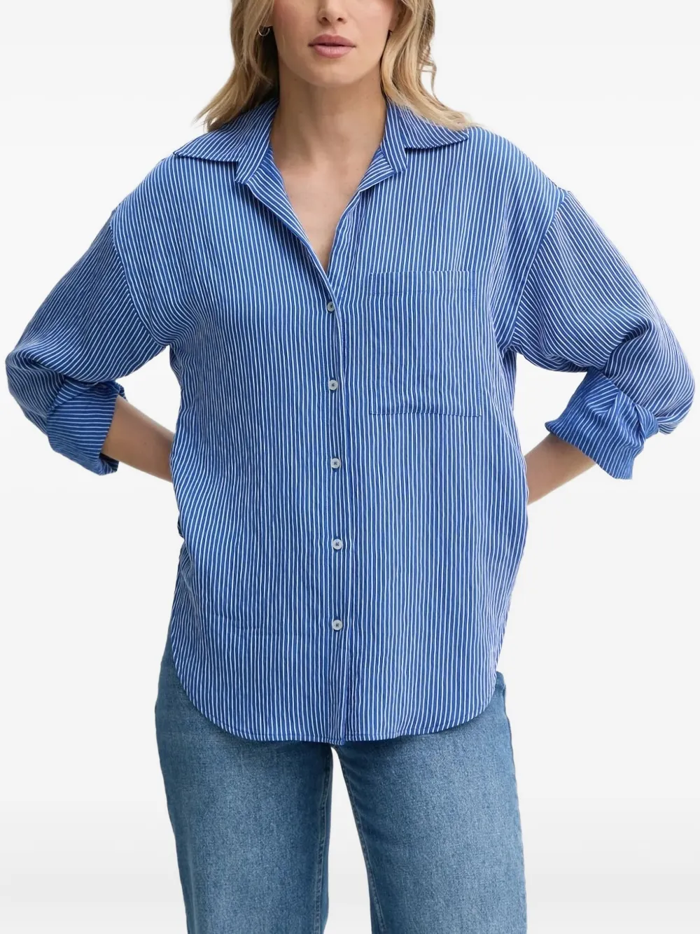 Marc O'polo Striped Button-down Shirt In Blue