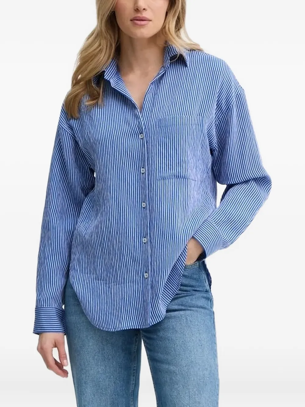 Marc O'polo Striped Button-down Shirt In Blue