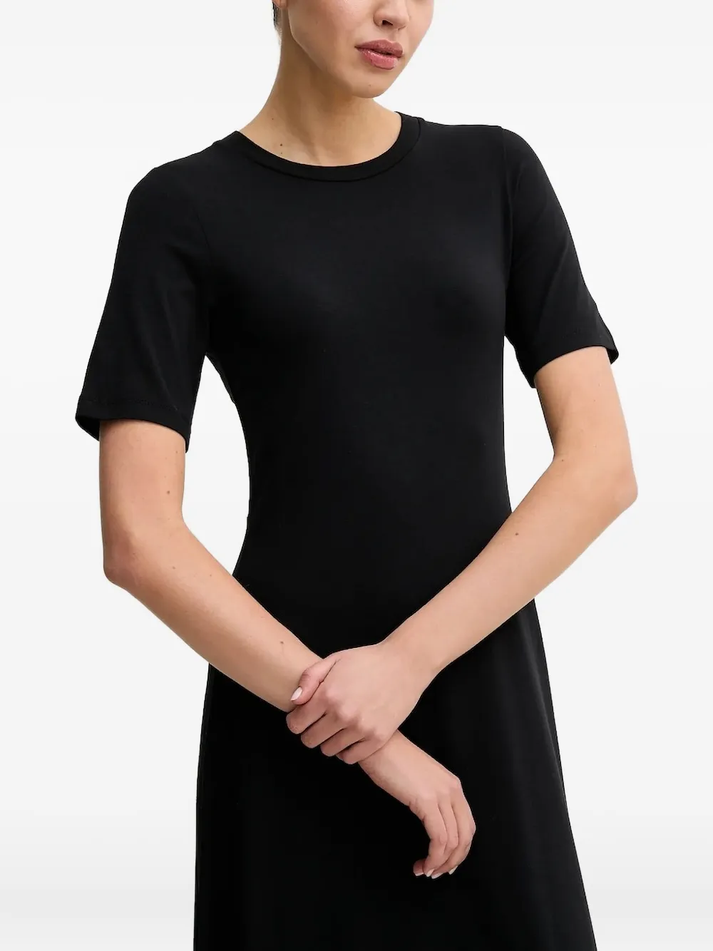 Marc O'polo Short-sleeve Midi Dress In Black