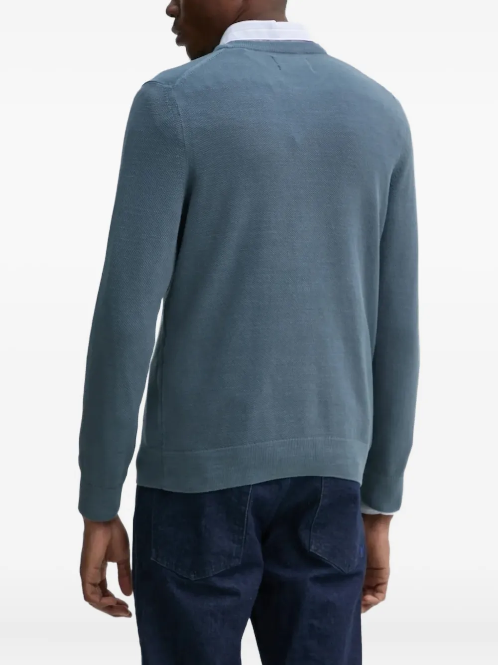 Marc O'Polo textured crew-neck sweater - Blauw