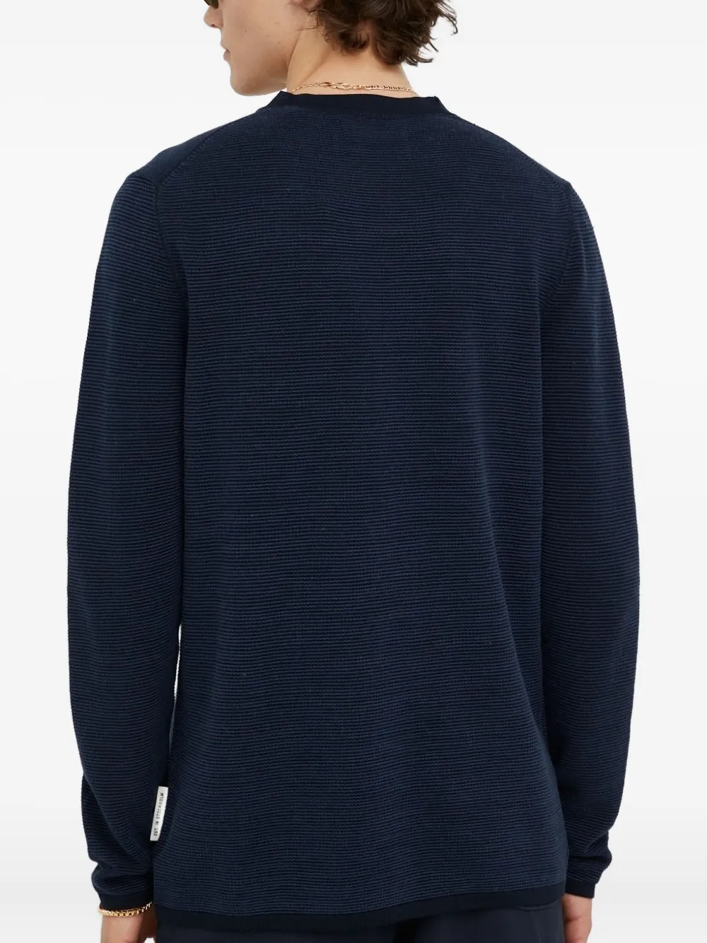 Marc O'Polo Trui met ronde hals en textuur - Blauw
