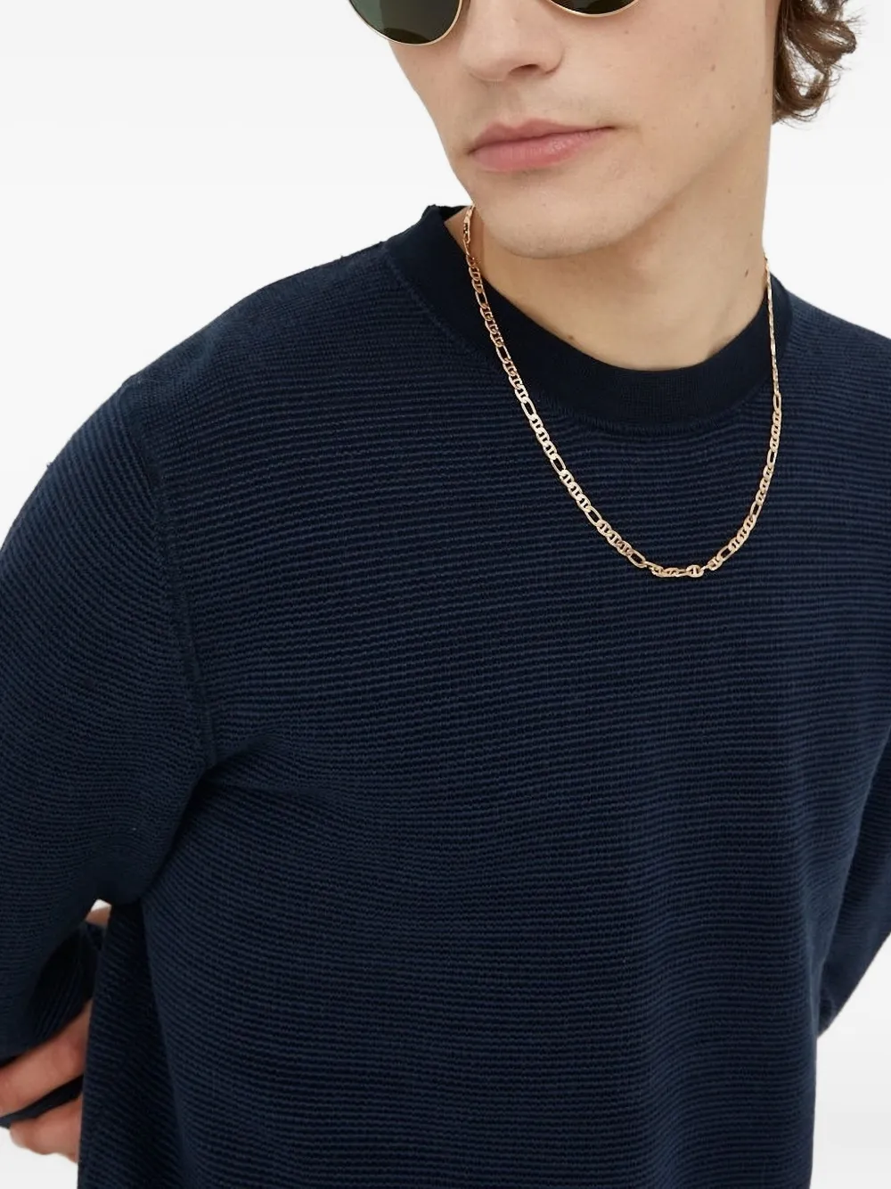 Marc O'Polo Trui met ronde hals en textuur Blauw