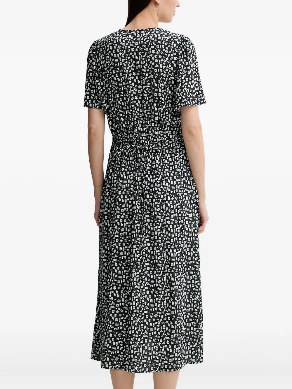 Marc O'Polo Jurk met knopen en print - Zwart