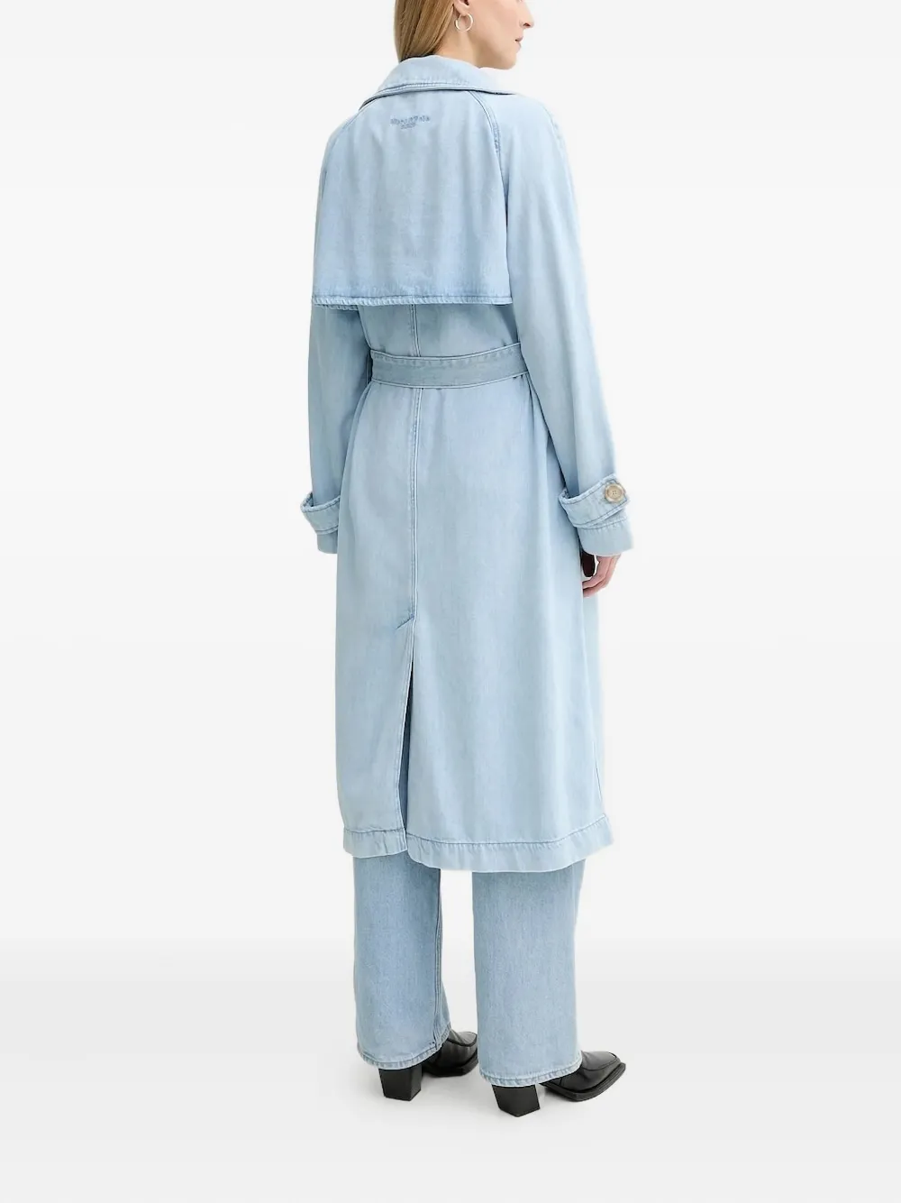 Marc O'Polo double-breasted denim trench coat Blauw
