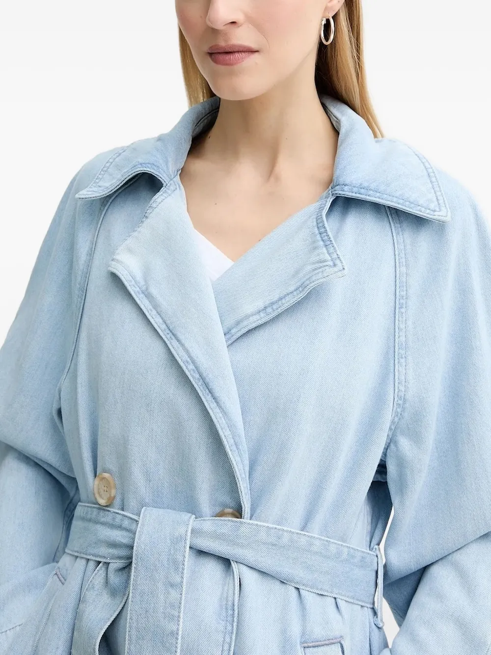 Marc O'Polo double-breasted denim trench coat Blauw