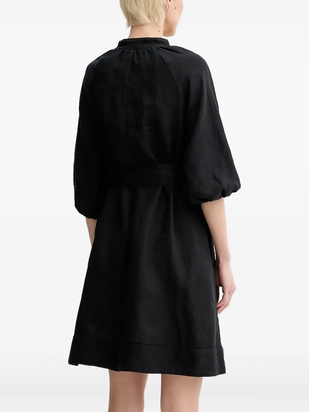 Marc O'Polo V-neck puff-sleeve mini dress - Zwart