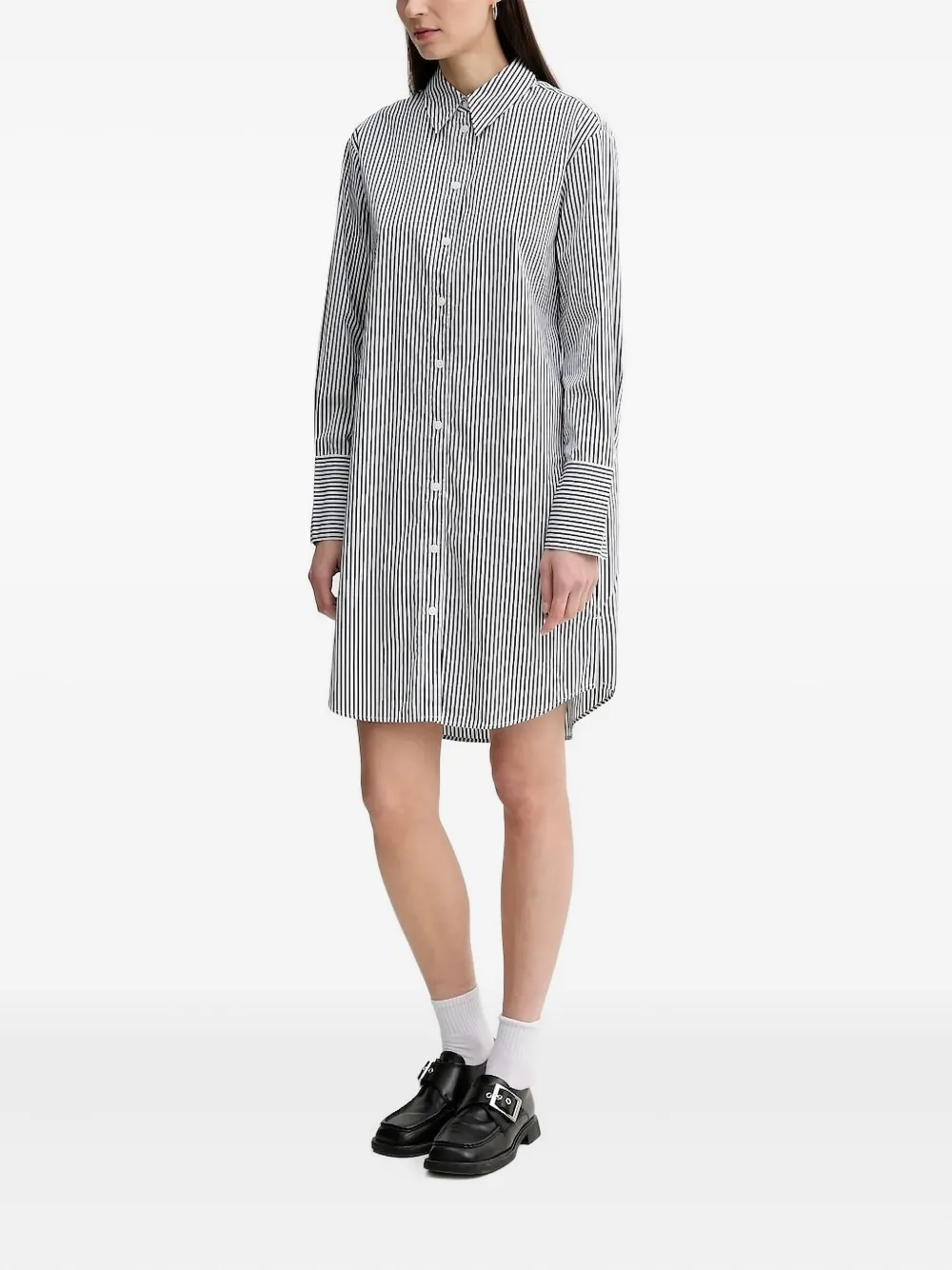 Marc O'Polo striped mini shirt dress Blauw