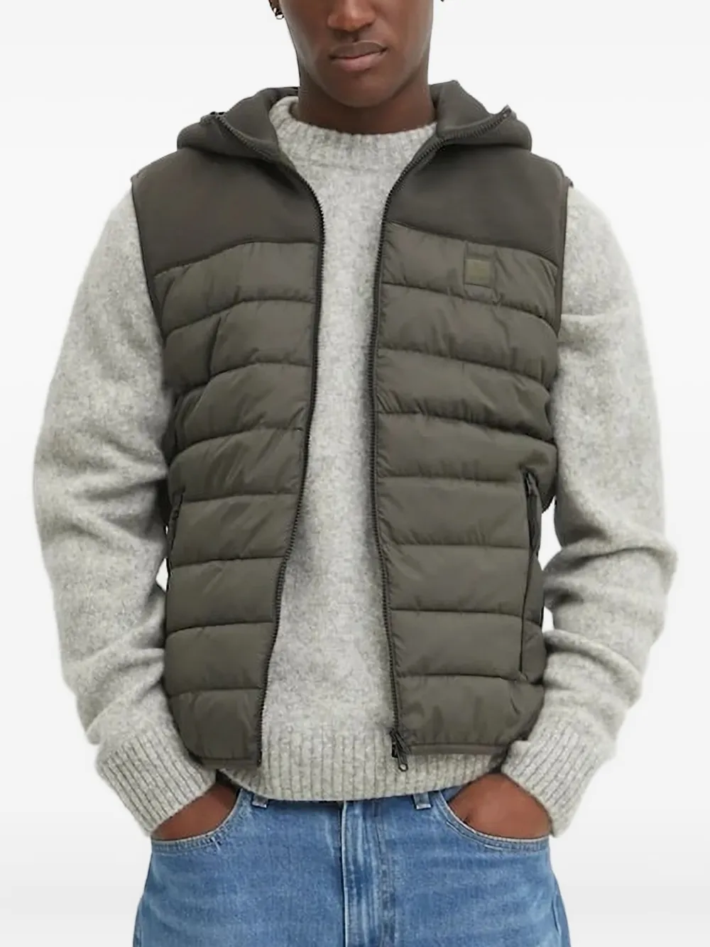Marc O'Polo hooded quilted gilet Groen