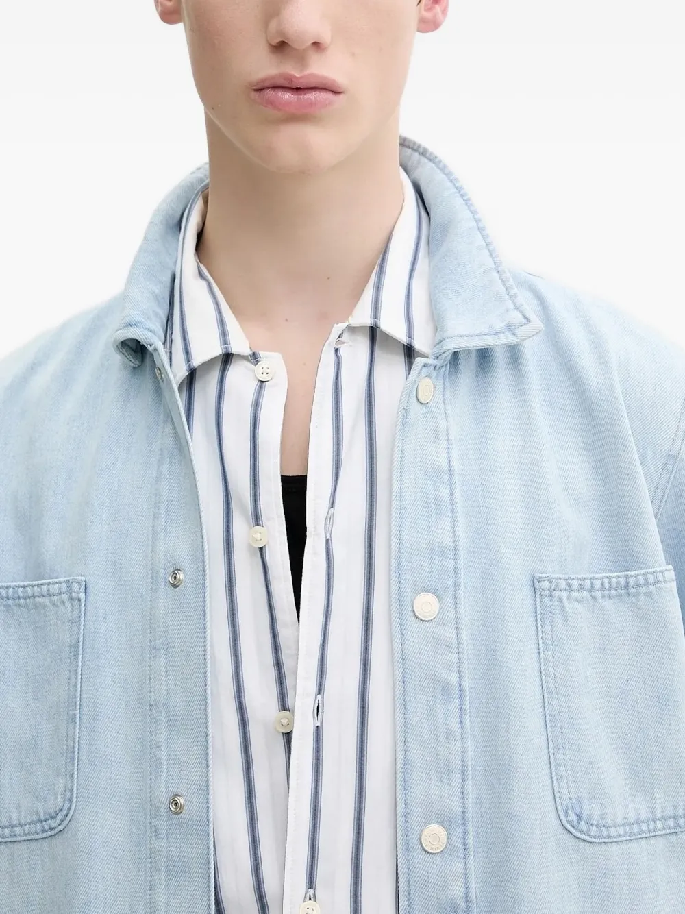 Marc O'Polo embroidered-logo denim shirt Blauw