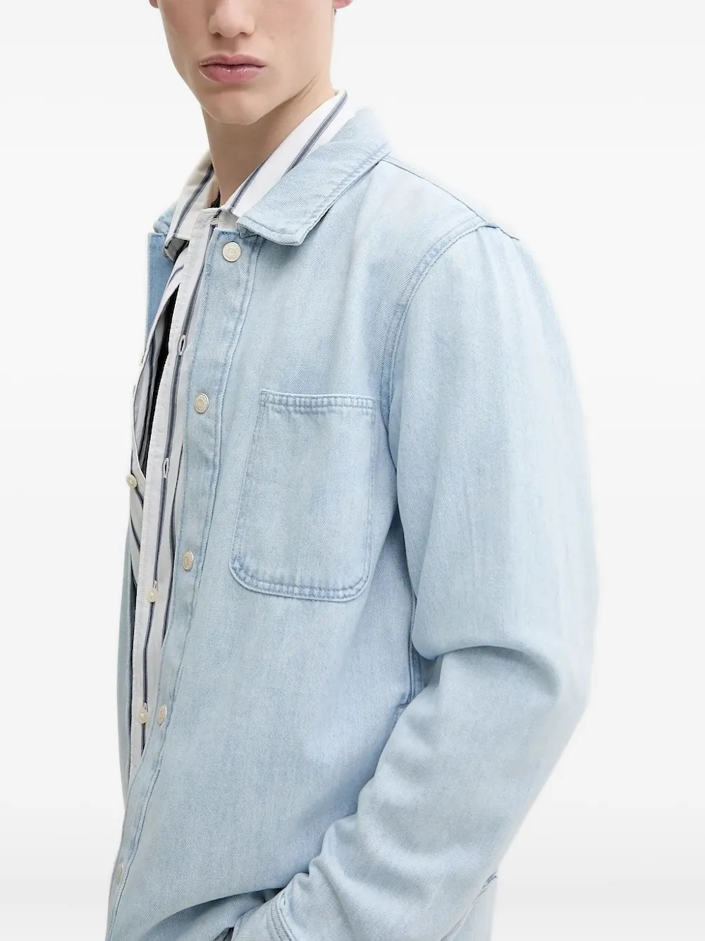 Marc O'Polo embroidered-logo denim shirt - Blauw