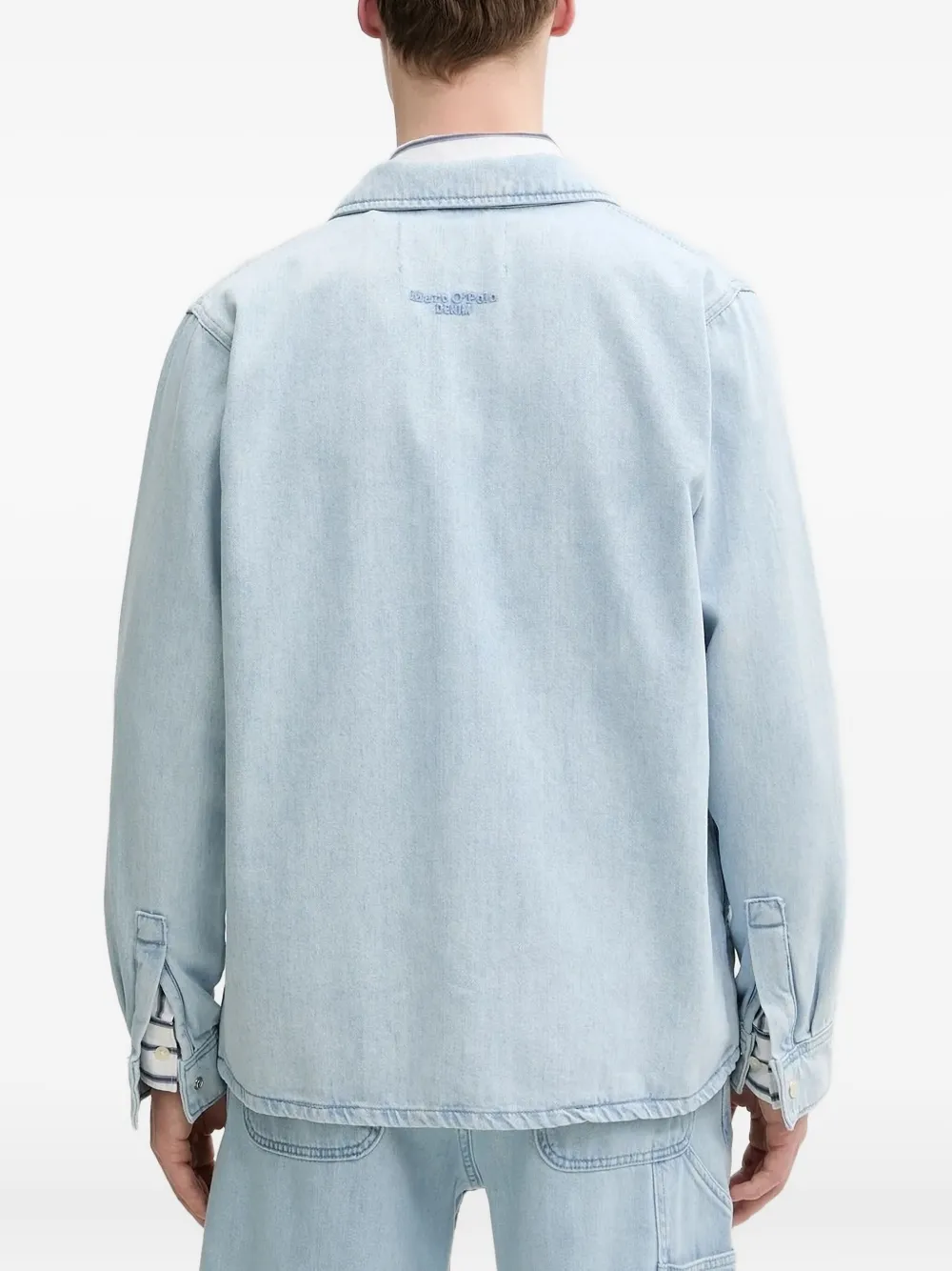 Marc O'Polo embroidered-logo denim shirt Blauw