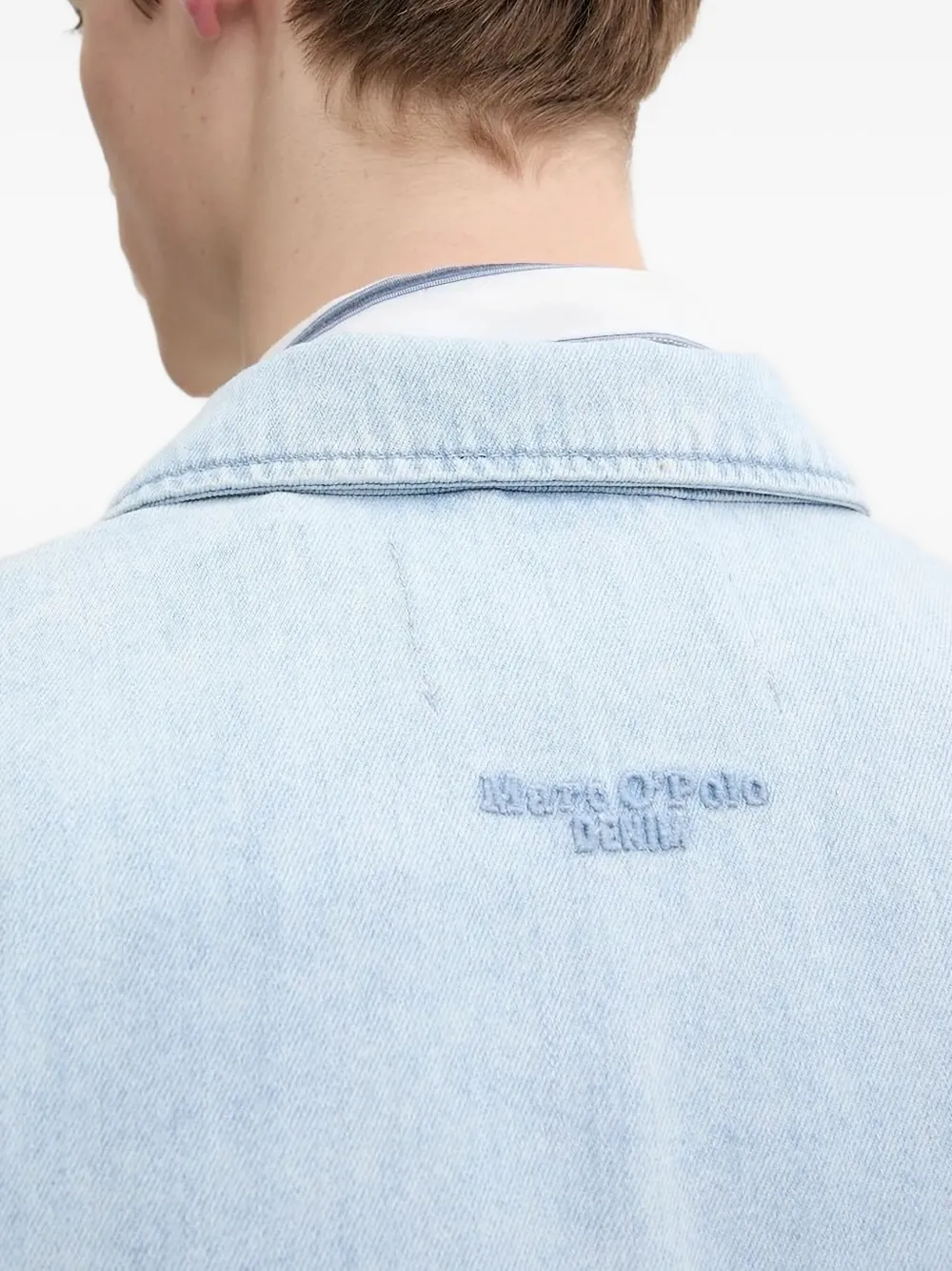 Marc O'Polo embroidered-logo denim shirt Blauw
