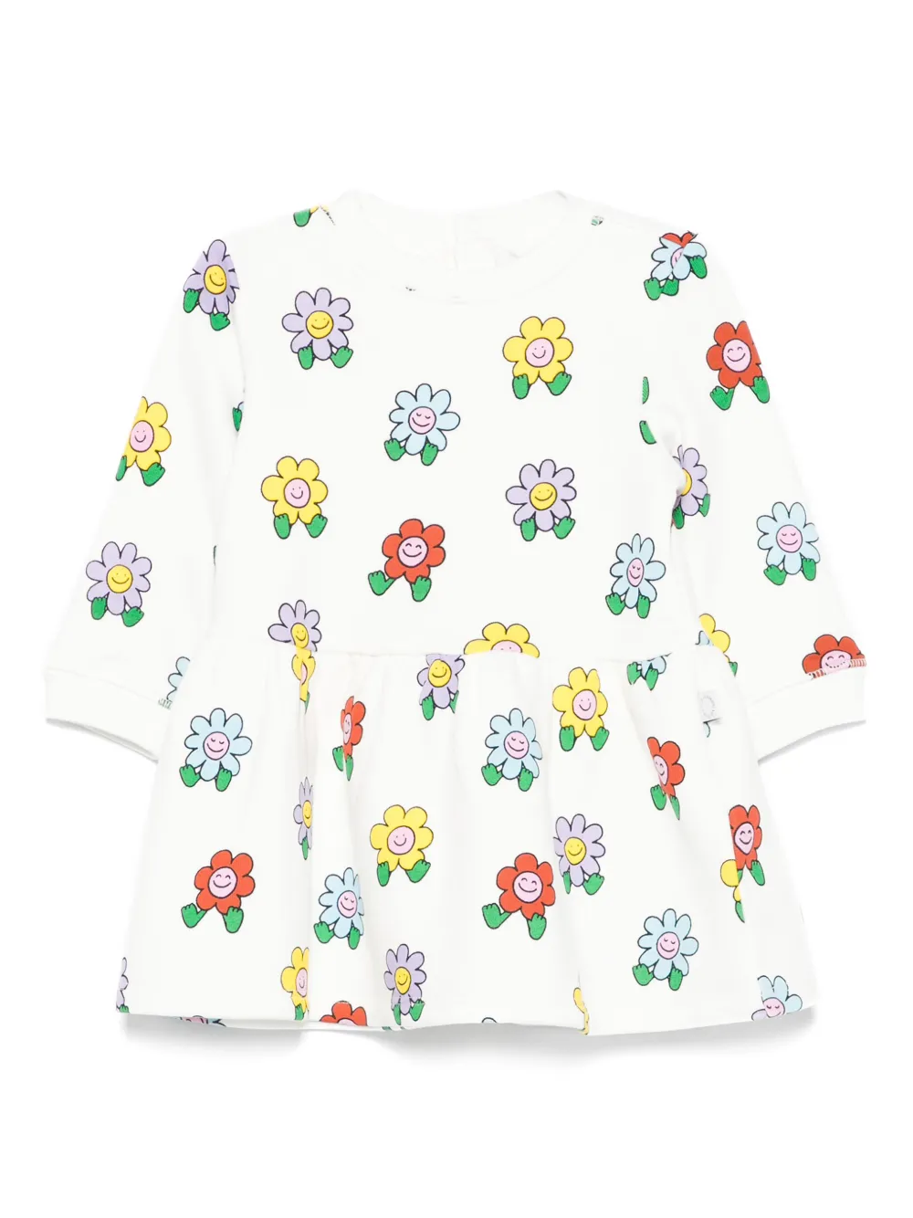 Stella McCartney Kids Jurk met bloe print en lange mouwen Wit