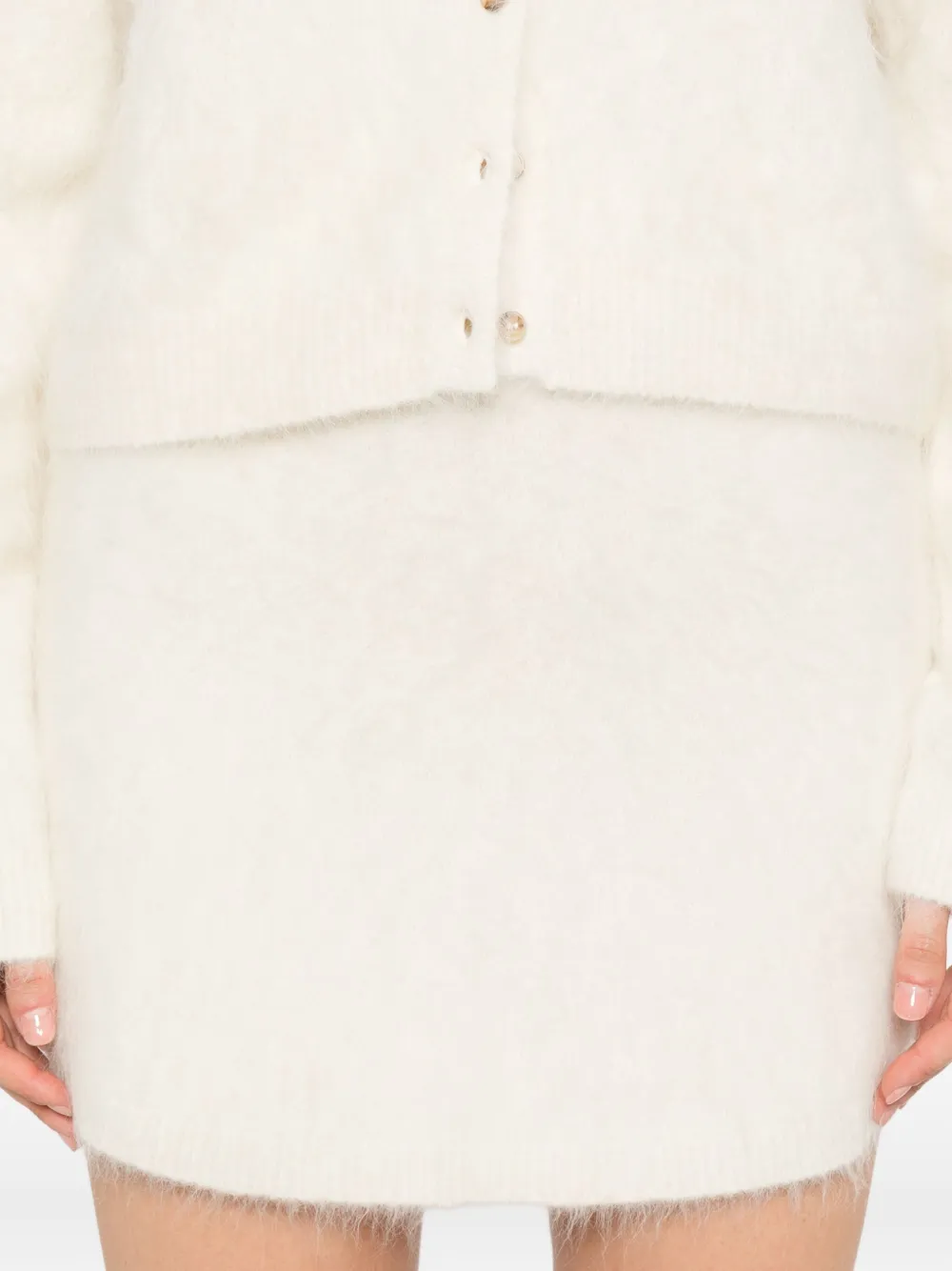 Soft Goat Alpaca Wool Blend A-line Mini Skirt In White
