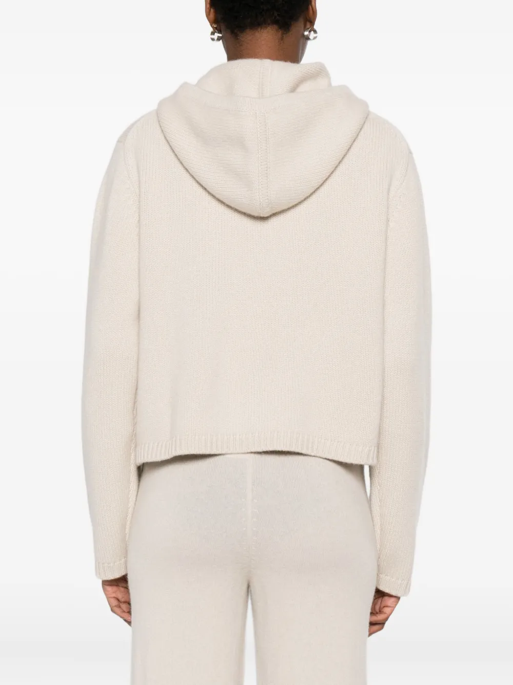 Soft Goat Zip-up Knitted Hoodie In Neutral
