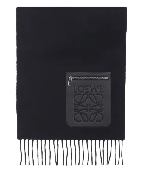LOEWE 로고 패치 프린지 스카프
