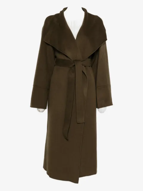 Soft Goat Long coat w wide lapels belted