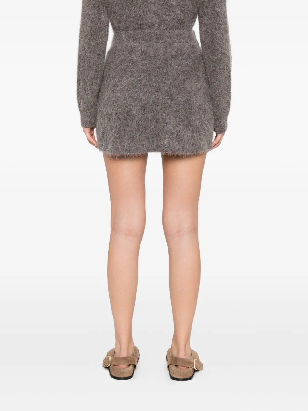 Soft Goat Brushed-effect Mini Skirt In Gray